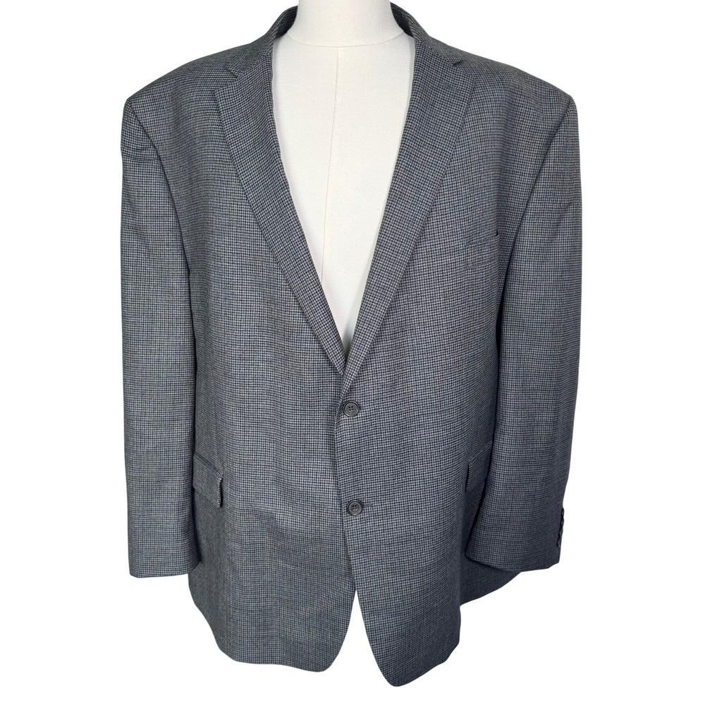 LAUREN RALPH LAUREN Men's 54R Wool Blazer Blue Houndstooth Sport Coat Jacket
